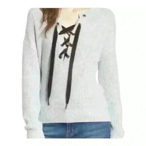 Rails Gray Cable Knit Lace Up Long Sleeve Sweater Women’s Size M